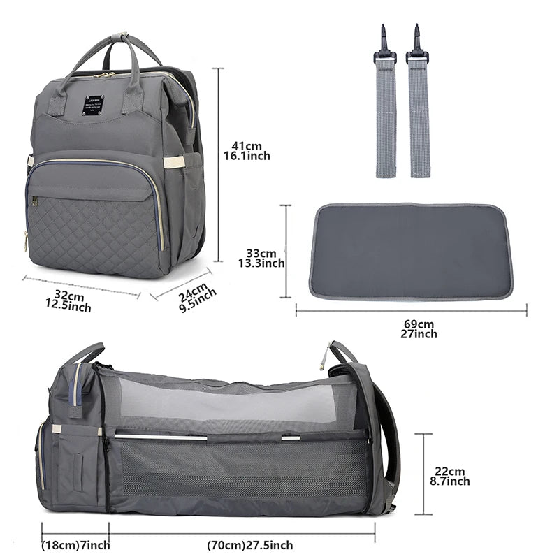 Mum bag with changing area/crib
