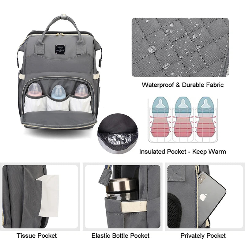 Mum bag with changing area/crib