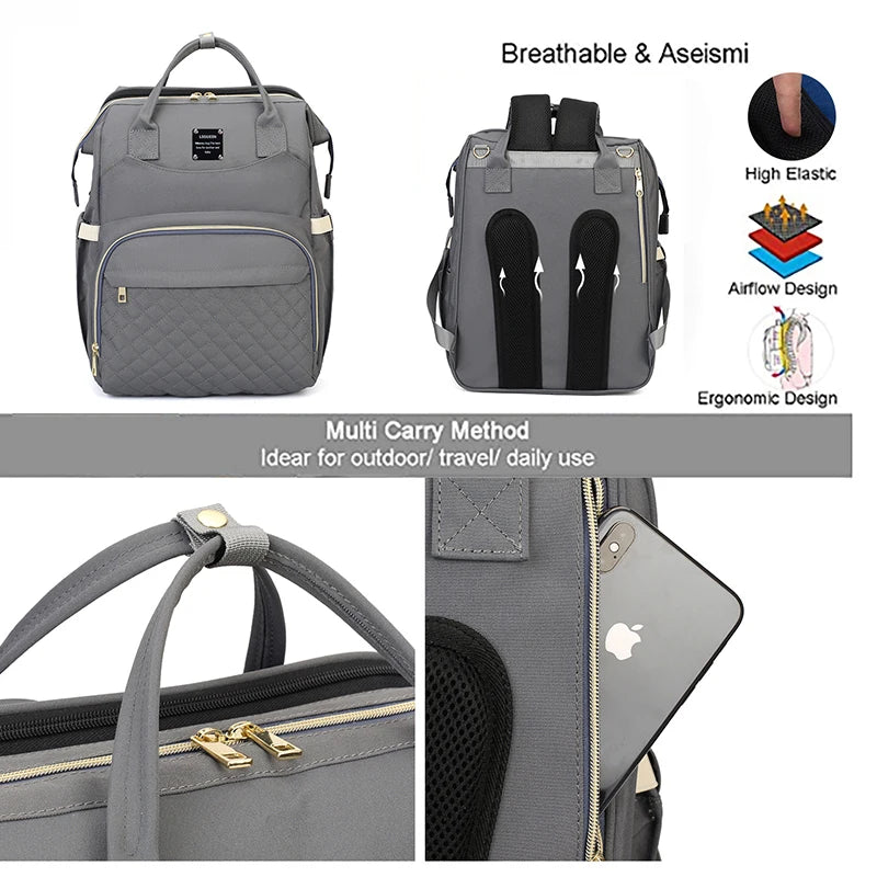 Mum bag with changing area/crib